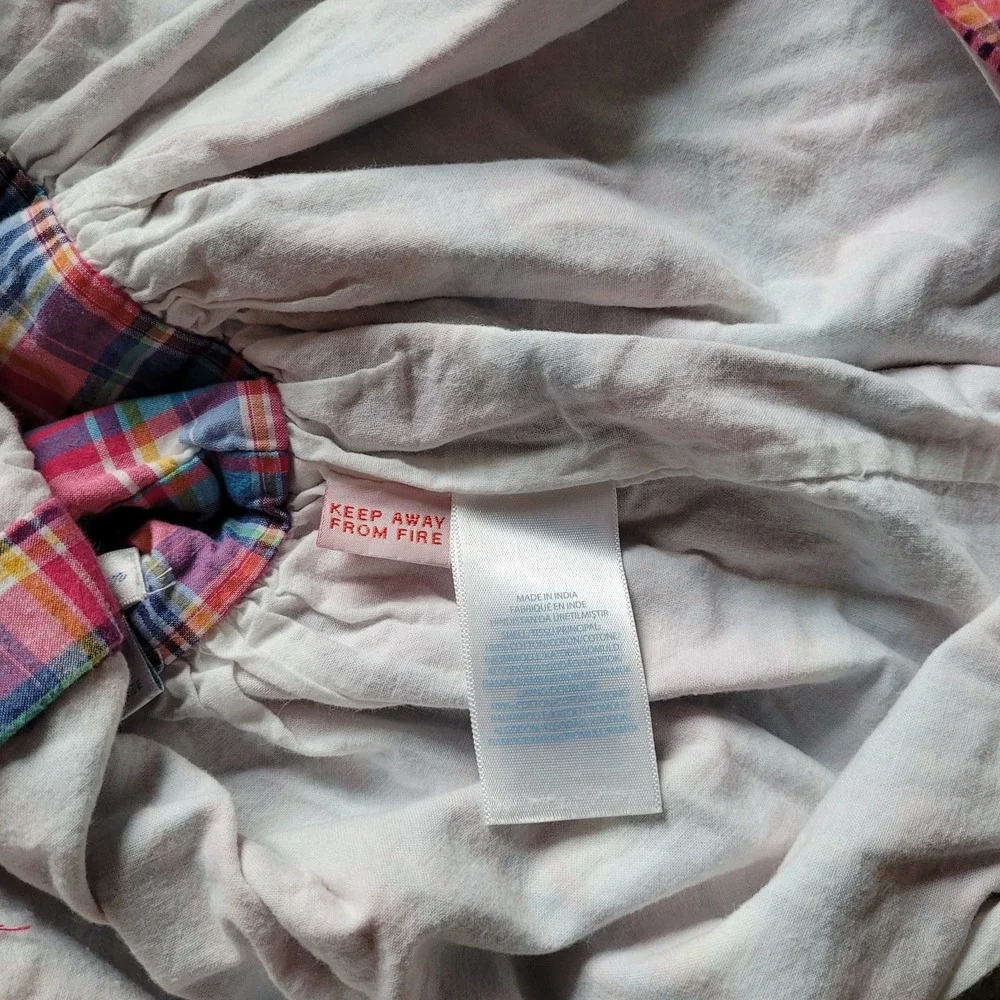 VTG Ralph Lauren Baby Girl Plaid Ruffle Dress Size 9 Month Pink/Blue Cottagecore